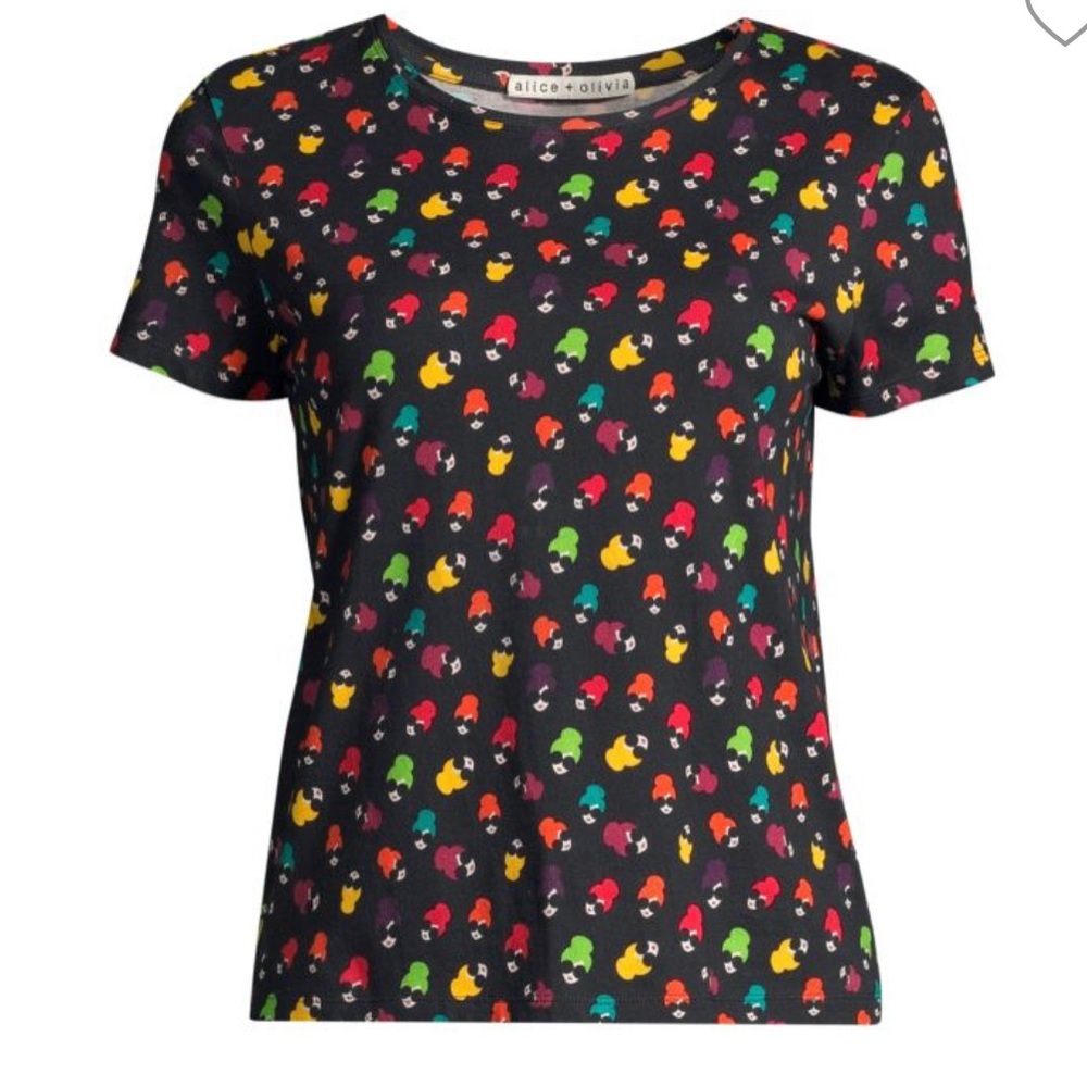 NWT Alice + Olivia Rylyn Staceface Printed Crewneck Top Size S